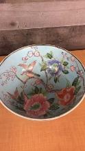 HAND PAINTED BLUE AND PINK CHINESE WEDDING BOWL