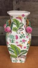 ANTIQUE CHINESE HAND PAINTED DOUBLE EAR HU VASE