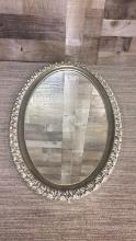 OVAL METAL FLOWER LINED WALL MIRROR