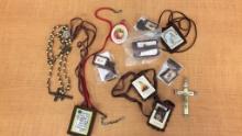COLLECTION OF RELIGOUS JEWELRY & CLOTH SCAPULARS