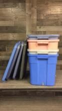 4) RUBBERMAID 18 GALLON STORAGE TOTES WITH LIDS