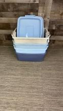 4) RUBBERMAID ROUGHNECK SMALL TOTES