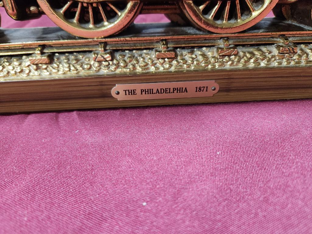 Lot of 2 Philadelphia 1871 Train Wall Art & McCormick Jupiter Coal Car Decanter