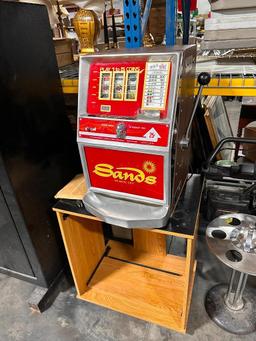 Jennings Electro-Mechanical 25 Cent Slot Machine from Sands Casino Atlantic City,w/ Keys & Base