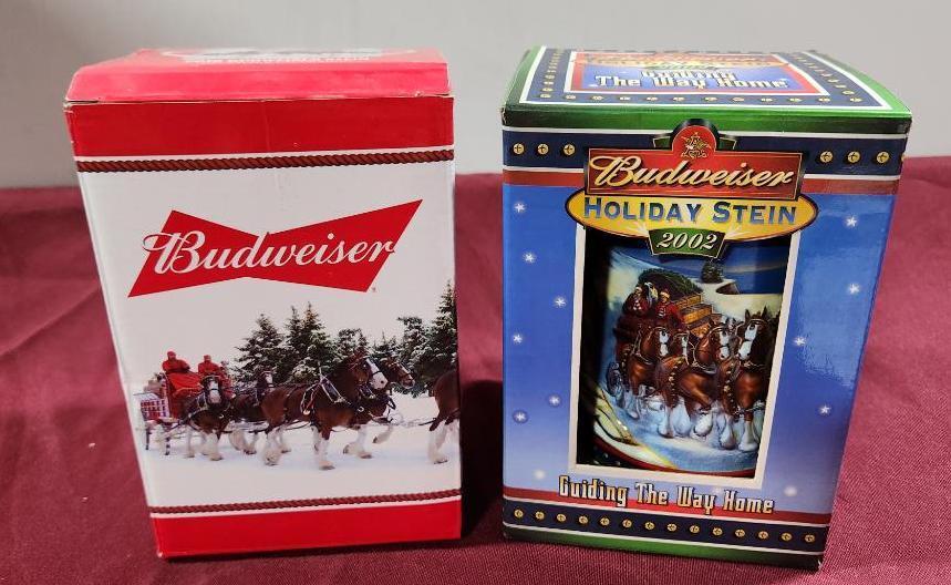 Lot of 2 Budweiser Holiday Steins