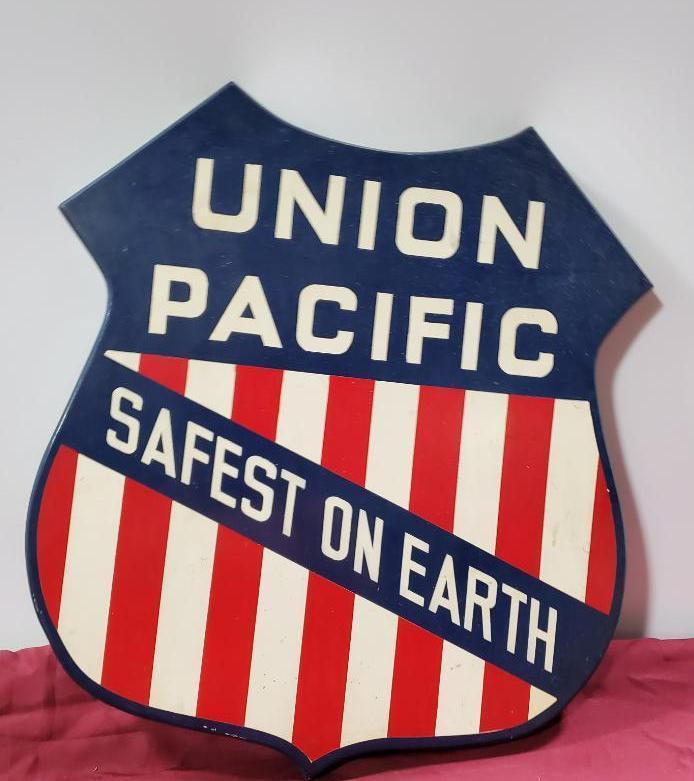 Union Pacific "Safest on Earth Sign " 24" x 27", Wood