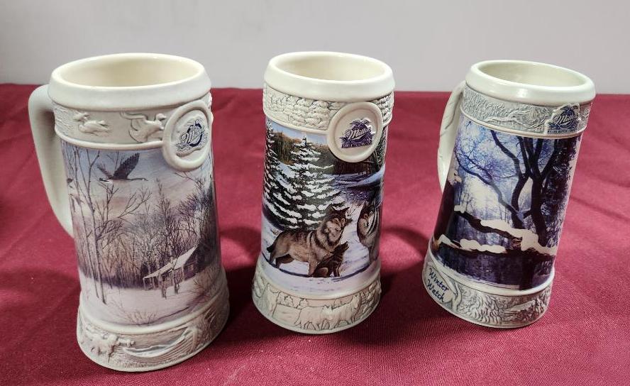 Lot of 3 Miller Holiday Steins