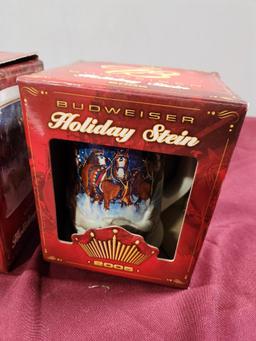 Lot of 3 Budweiser Holiday Steins