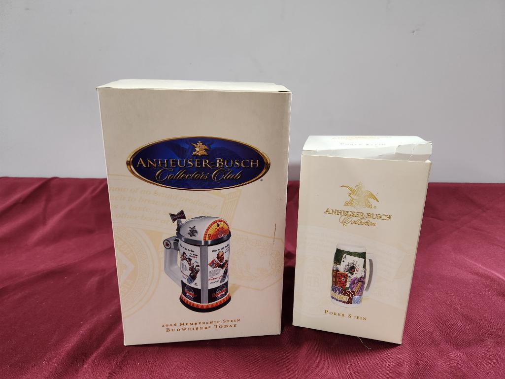 Lot of 2 Anheuser-Busch Collection 2006 Membership Stein & Poker Stein