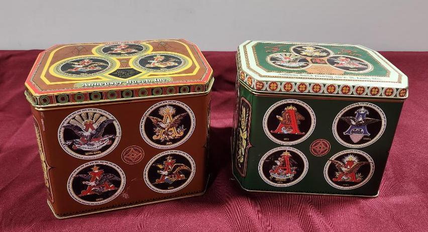 Lot of 2 Anheuser-Busch Steins in Tin Box