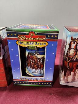 Lot of 3 Budweiser Holiday Steins