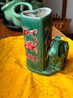Vintage Elephant Pottery Vase