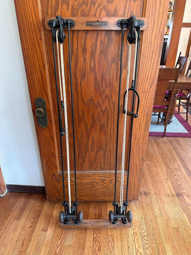 Antique Spalding Home Apparatus Home Gym Weights and Pulley Workout System c. 1920's