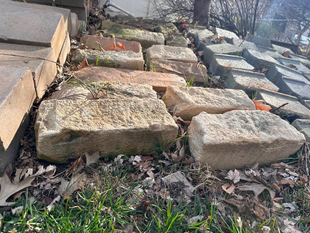 Large Group of Landscaping Stones, Pavers, Edging and Blocks, 60 Pieces