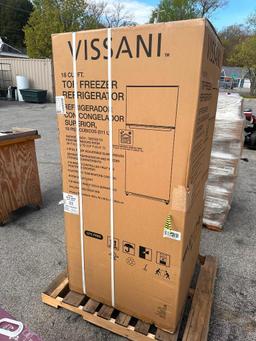 New in Box, Vissani 18 cu.ft. Top Freezer Refrigerator, White, Model MDTF18WHR