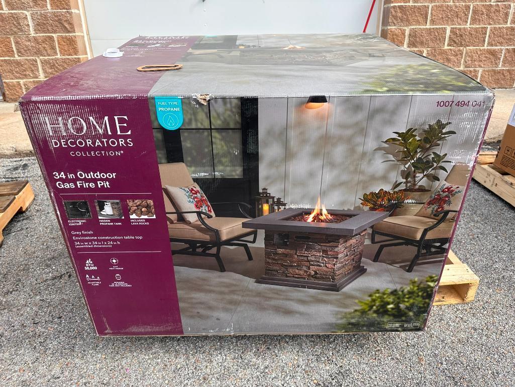 New in Box, Home Decorators 34in Outdoor Gas Fire Pit