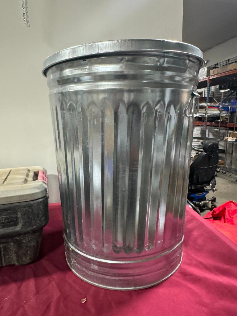 Trash Can, Screen Blower & Rubbermaid Action Packer Storage Box