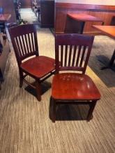 Solid Wood Restaurant Chairs, Mahogany/Walnut Stain, Slat Back, Sold 4x$, Per Chair x's Qty