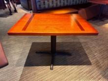 Solid Wood Top Square Restaurant Table w/ Pedestal Base, 30in x 42in x 30in H, High Quality w/ 2
