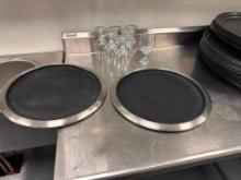 2 Qty. Service Ideas TR1614RI Cocktail Trays w/ Non-Slip Rubber Insert 16in, NSF, Stainless Steel