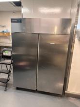 Delfield Welbilt GBR2P-S, 2-Section, 2-Door Reach-In Commercial Refrigerator on Mobile Base, NSF