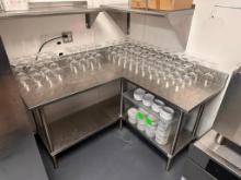 L-Shaped Stainless Steel Prep Table w/ Lower Shelves, BackSplash, See Images for Measurements