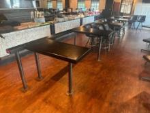 One Piece 28ft, 5 High-Top Table Pub Section, w/ Bar Rail, 28ft Long, Tables 24in x 48in x 42in H