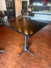Hi-Top Pub Table w/ Solid Wood Top, Single Pedestal Base, 42in H x 36in x 36in