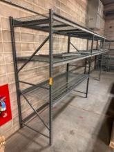 3 Sections Pallet Racking, each 8ft H x 8ft W x 36in D w/ Wire Decking, 18 Beams, 3 Shelves Per Rack
