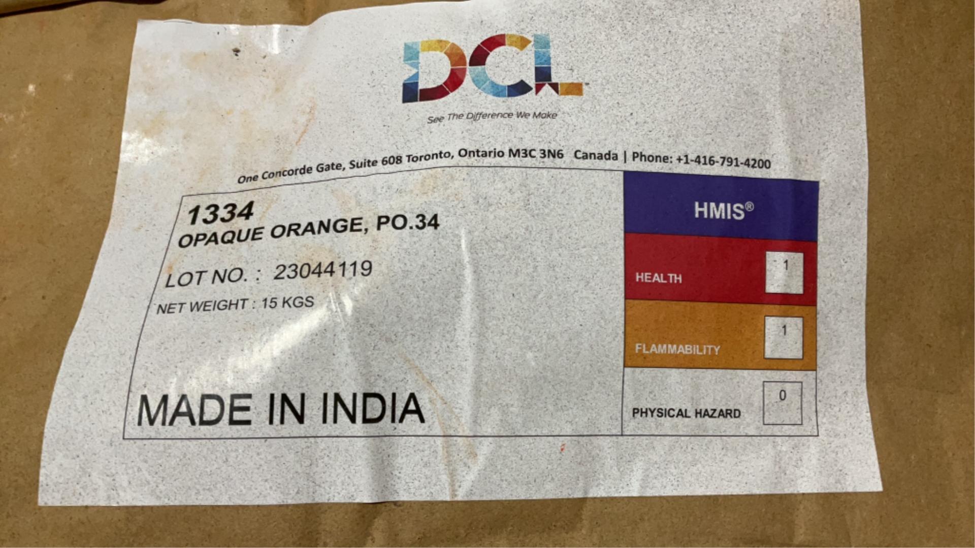 (10) DCL 33lb Bags of Diarylide Orange Pigment