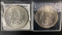 1887 & 1897-S US Morgan Silver Dollars