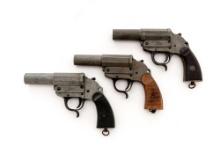 Lot of Three (3) Rare Zinc German Leuchtpistole 34 Single Shot Flare Pistols