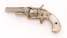 Rare Antique Factory Engraved J.M Marlin Spur-Trigger Pocket Revolver, with Pearl Grips
