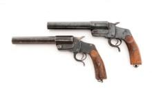 Lot of Two (2) German WWI Model 1894 Hebel Leuchtpistole Single Shot Break-Open Flare Pistols