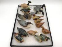 Collection of 17 Various Miniature Decoys