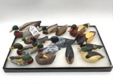 Collection of 15 Various Miniature Decoys