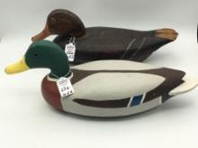 Lot of 2 Various Unknown Wood Decoys