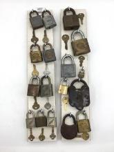 Collection of Approx. 17 Old Padlocks w/ Keys-