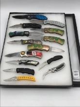 Collection of 14 Various Folding Knives Including