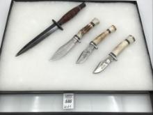 Lot of 4 Various Fixed Blade Knives-Most w