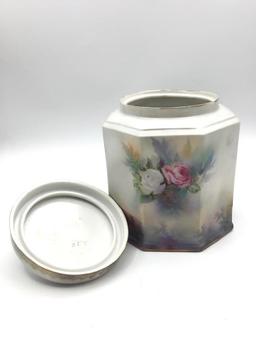 Floral Paint Biscuit Jar w/ Lid Bottom
