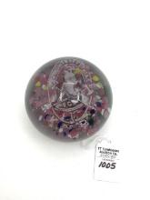 Very Nice Lg. Floral Paperweight Marked