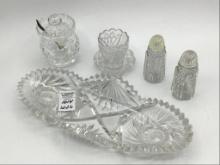 Lot of 6 Cut Glass Pieces Including