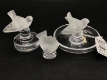 Lot of 3 Signed Lalique Birds
