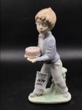 Nao by Lladro Porcelain Figurine-Boy w/ Cake