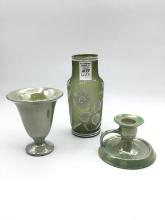 Lot of 3 Including Weller Green Luster Candle