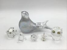 Lot of 6 Including Blown Glass Decorated Bird