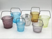 Lot of 7 Various Color Glass Brl Buckets