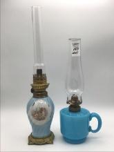 Lot of 2 Sm. Kerosene Lamps w/ Glass