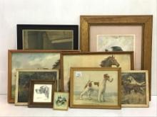 Lot of 9 Framed Animal Prints Including 2-Horses